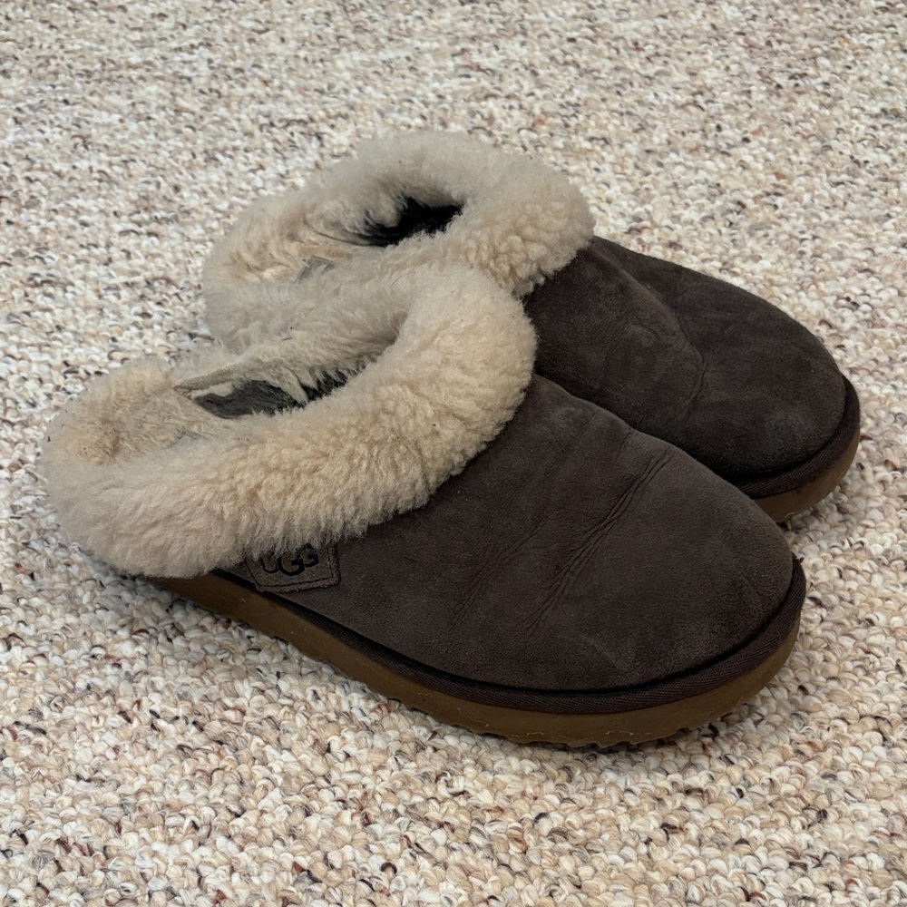 UGG Women's Dark Brown and Cream Slippers